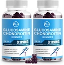 M tuuman Glukosamiini Chondroitin Gummies, 1500 mg Glukosamiini & 1000 mg MSM per tarjoilu, Joint Support Supplement for Aikuinen, Elderberry Flavor, 45 Tarjoukset(Pack of 2)