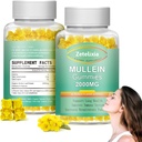2 Pack Mullein Gummies - Mullein Leaf Extract for Lungs, Lung Detox Cleanse for Smokers, Mullein Lung Support Supplement for Immuunisupport,Mucus Relief,120 Sokeriton Vegan Gummies