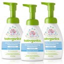Babyganics alkoholiton vaahtoava käsi sanitaattori, Pumppu pullo, hajuton, 8.45 oz, 3 pakkaus