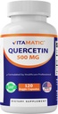 Vitamatic Quercetin 500 mg, 120 kasvissyöjän kapselit (ei-GMO, gluteeniton, vegaaninen) - Tukee kardiovaskulaarisia terveys