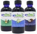 MyVitalC Combo of Organic Extra Neitsyt Olive Oil, MCT & Avokado Oil - ESS60 Antioksidantti täydentää - Anti-aging, pitkäikäisyys, uni, energia - pakkaus 3