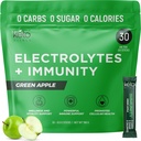 Keto Vitals Immuniteetti Sokerittomat Elektrolyytit Powder C-vitamiini, inkivääri, kurkuma, & Elderberry - Boost Immuunijärjestelmän ja hydraatti kehon - Green Apple Flavor, 30 kreivi