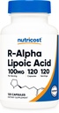 Nutricost R-Alpha Lipoic Acid 100 mg, 120 kapselia - Kasviskapselit, ei-GMO:t, Gluteeniton