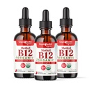 LIQUIDHEALTH UDA Organic Methyl Vitamiini B12 Methylcobalamin Liquid Drops kanssa Tart Cherry Juice - Boost Energy, Immuuni tuki, parantaa muistia ja keskittymistä - USA Valmistettu, Vegan, ei-GMO (3 pakkaus)