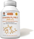 ANDREW LESSMAN K2-vitamiini MK7 240 mikrog 60 Softgels - Essential for Healthy kalsium Utilization, edistää optimaalinen luuston, sydämen ja valtimoiden terveyttä. Ei lisäaineita. Pieni Helppo niellä Softgels