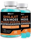 Shilajit Sea Moss Ashwagandha Gummies with Turmeric, Black Seed Oil, C-vitamiini D miesten & naisten, Shilajit ja Ashwagandha Gummy, Kaikki 1 Lisäravinteet Immuuni, Imeytyminen & energiatuki