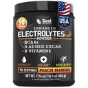 Zeal Naturals Electrolyte Powder Recovery Drink (90 tarjoilua Peach Mango) w 0 Sokeri + BCAAs + B-vitamiinit Elektrolyytti täydentää w Kalium Sinkki & Magnesium for Hydration - Keto Electrolytes