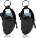 Astma-inhalaattori Holder Suojaa kannettava laukku Kantava Holder PU Nahka Travel Inhalaattori Mini Bag L-Shaped Inhalaattori, Inhalaattori ei sisälly (musta, 2PCS)