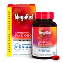 Megared Omega-3 Fish Oil + korkea Imeytyminen Krill Oil 500mg Softgels, MegaRed Advanced 4in1 (80 laskea pullossa) Tiivistetty Omega-3 Fish & Krill Oil täydennysosa