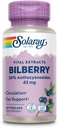 SOLARAY Mustikkamarjauute 42 mg, silmien terveyden ja verenkierron tuki, 36% Anthosyanosidit, vegaaninen, 60 VegCaps