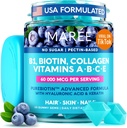 MAREE-vitamiini B1 Tiamine & B7 Biotiini Gummies - E D C-vitamiinikompleksi, jossa on keratiinia, kollageenia, hyaluronihappoa ja panteenihappoa iholle, kynsille ja hiuksille