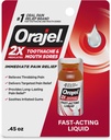 Orajel 2X lääkehammassärky ja suun haavaumat Liquid, 0,45 fl oz