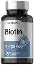 Horbäach Biotin 10000 mikrogrammaa 180 nopeasti liuotettavaa tablettia naisille ja miehille Kauneuslisä kasvissyöjä, ei-GMO, Gluteeniton