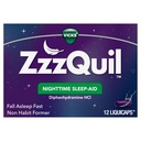ZzzQuil, Nighttime Sleep Aid LiquiCaps, 25 mg Difenhydramiini HCl, nro.1 Unilääkemerkki, ei-luontotyyppimuoto, Putoaa Nuku nopeasti, 12
