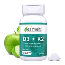 EZ Sulat Selvitettävä Vegaani D3 + K2 5 000 IU - Bone & Heart Health Support - Immuunitoiminta tuki - Ei keinotekoisia makuja - ei GMO - Green Apple - 90 Selvitettävät tabletit (90 Servings)