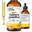 Wild & Organic Ashwagandha Drops - Mielialan tuki täydentää w/Ashwagandha juuriuute - Liquid Drops rauhoittaa - rentoutumista täydentää - sokeri & alkoholiton - 4 fl oz