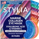 Stylia Collagen & C-vitamiini silmälappujen alla Puffy Eyes & Dark Circles - Depuffing, Hydrating & Firming Under eye Mask with Hyaluronic Acid - Vegaani, Julma-vapaa ihonhoito (30 paria)