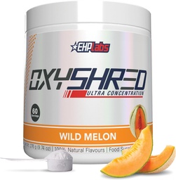 EHP Labs OxyShred Pre Treenout Powder & Shredding Supplement - Preworkout Powder with L Glutamiini & Acetyl L Carnitine, Energy Boost Drink - Wild Melon, 60 Servings