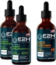 E2H: Klorofyllin nestepinnoitteet (2 pakkaus - 4 Fl Oz) ja nestemäisen kurkumiinin (yksittäinen pullo - 2 Fl Oz) vegaaniset, muut kuin GMO:t (6 Fl Oz yhteensä) - Bundle