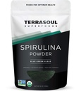 Terrasoul Superfoods Organic Spirulina Powder, 6 Oz, Vegan Protein, Green Superfood Boost for Smoothies, Detoxifying Elixiers, ja Immuunituki