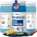 Biolore Wildcrafted Sea Moss Gel - Blue Spirulina 16 oz - Flavored Sea Moss Gel kanssa Essential Vitamiineja & Trace Minerals - Vegan Superfood - Valmistettu Yhdysvalloissa, Gluteeniton, Ei lisättyä sokeria