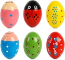SallyFashion 6 PCS Wooden Shaker Eggs for Toddlers, Egg Maracas Percussium Shakers Soittimet Party Favors Goodie Bag Stuffers Classroom Palkinnot