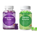 Pikkusikarit Papaya Enzyme Gummies ja Magnesiumoksidi Gummies, Ruoansulatuskyky aikuisille ja lapsille, Vegan, sokeriton, ei-muuntogeeniset organismit, Pektiini