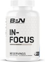 BARE TEHTÄVYYS BPN in-Focus aivojen täydentää muistia ja keskittyä kofeiini pillereitä, 1 g L Tyrosine per Serving + Alpha GPC, 40 tarjoilua, Gluteeniton + Vegan