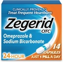 Zegerid OTC 24-tunnin närästys helpotus, Ainoa protonipumpun estäjä Omeprazole 20 mg + natriumbikarbonaatti, hoidot usein närästys, 14ct kapselit