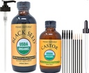 PRIME Natural Organic Black Seed Oil & Organic Castor Oil - 2 Oil Bundle - USDA Certified - Cold Pressed, Neitsyt, Jalostamaton, Vegan, Ei GMO, Ei säilöntäaineita