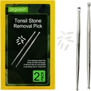 Airgoesin 2kpl Tonsil Stone Removal Pick Tonsillolith Premium Tool Ruostumaton teräs suupuhdistusaine 10 pehmeä silikonikorkit