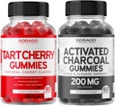 Tart Cherry (90 Gummies) Virtsahapon taso Tuki Tehokas antioksidantti sellerisiemenellä ja aktiivihiili (60 Gummies) Terve Detox & Cleanse - Formuloitu orgaanisista kookoskuorista - USA Made