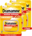 Dramamine Kids Chewable, Motion Picture Relief, Grape Flavor, 8 Count, 3 pakkaus