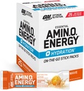 Optimum Nutrition Amino Energy Hydration Packets, On-Go Energy Powder Stick Packs, Tangerine Wave, 25