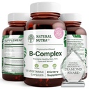 Natural Nutra Vitamiini B Complex Niacin, Folate, Thiamin, Biotin, tukee Hermoston terveys, edistää aineenvaihduntaa, iho, silmät ja hiusten terveys, Koko ravintolisä, 120 kasvissyöjä kapselit