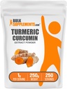 BulkSupplements.com Turmeric Extract Powder - alkaen Turmeric Root, Curcumin täydentää, Turmeeric Curcumin Powder - Gluteeniton, 1 g per tarjoilu, 250g (8.8 oz) (Pakkaus 1)