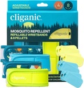 Cliganic Mosquito Repellent Pack (4 ranneketta + 8 täytettä) - säädettävä, luonnollinen DEET-vapaa, Essential Oil Infusion