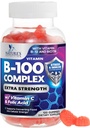 B Complex Supplement Gummies kanssa C-vitamiinia ja Foolihappoa, Extra Strength Super B-vitamiinia Gummy kanssa Niacin, B6, Foolihappoa, B12, Biotiini, Nature Energy Immuno tuki täydentää - 120 Gummies
