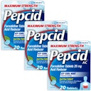 Pepcid AC Maximum Strength Heavyburn Relievent Tablets, Estää ja lievittää närästys ja happo refluksi johtuu happo ruoansulatushäiriöt, 20 mg famotidiini, ICY Cool Mint Flavor, Monipakkaus, 3 x 20 t