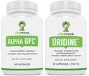 VitaMonk Alpha GPC ja uridiini pino - Mr Happy Stack - Uridiini Monofosfaatti ilman tekoälyä - Biosaatavana olevat koliinilisät Edistävät kognitiota, keskittymistä, mielen selvyyttä