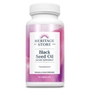 HERITAGE STORE Black Seed Oil Liquid Capsules 650mg, Nigella Sativa Oil Supplement Thymokinonin kanssa, Omega 3 6 9, Antioksidantti, Kolesteroli, digestiivinen, Joint & Immuunituki*, Vegan, 45 Serv, 90ct