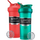 BlenderBottle Classic V2 Shaker Bottle Täydellinen proteiini Shakes ja Pre Treout, 28-Ounce (2 pakkaus), punainen, vihreä