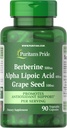 Puritan's Pride Berberine, Alpha Lipoic Acid & Grape Seed, edistää antioksidanttien tukea, 90 kasvikapselia