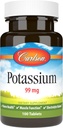 Carlson - Kalium, 99 mg, edistää hermojen ja lihasten toimintaa, 100 tablettia