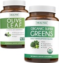 Olive Leaf Extract & Organic Super Greens (4-Kuukauden toimitus) Puhdas Plant Power Bundle Olive Leaf Extract (120 kapselia) Super Strength & Organic Super Greens (180 Tabets) Luomu Superfood