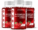 Vitamiini B-vitamiini Complex Gummies kanssa C-vitamiinia ja inositolia - Natural Mansikka maku - 60 Gummies (3 pullot)