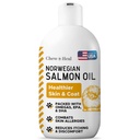 Lohiöljy koirille - Premium Fish Oil for Skin and Coat Health - Omega 3 täydennysosa - Tukee kutiava iho - 8 oz Liquid - Norwegian Dog Salmon Oil - Essential Dog Supplement