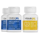 OmegaXL Joint Support Supplement - Natural Muscle/Immune Support, 60 Softgels (2 Pack) & VitamiiniXL D3 High Potency Daily Vitamiini D 5000 IU 125 mcg Supplement (30 Softgels)