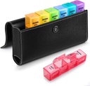 Sukuos Weekly Pill Organizer 4 Kertaa päivässä PU nahka tapauksessa, suuri 7 päivän pillerilaatikko (aamu keskipäivällä Eve Bed), Päivittäinen pilleri tapauksessa vitamiini / kalaöljy / täydentää