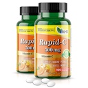 America Medic & Science Rapid-C 500 mg C-vitamiinin täydennysosa (2 pakkaus 100 tablettia) Energy Booster, Päivittäinen immuunijärjestelmän tuki, antioksidantti 